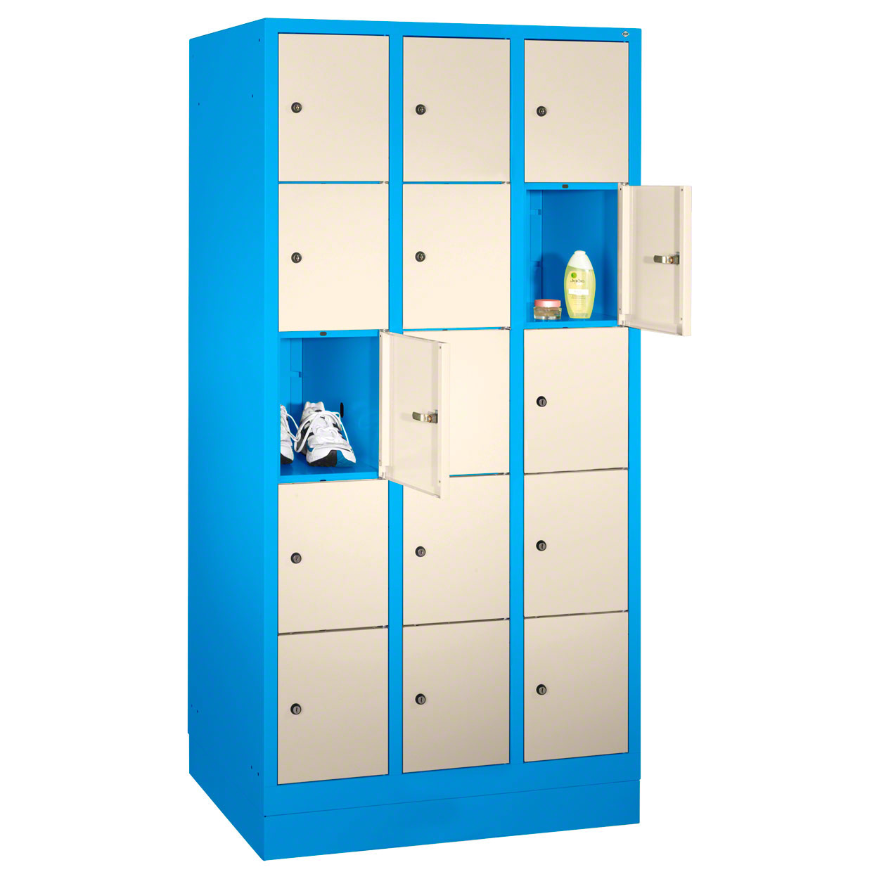 Box locker with 15 compartments, HxWxD 180x90x50 cm buy online SportTec