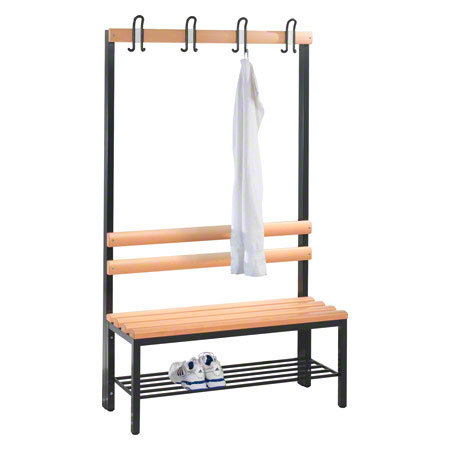 Cloakroom bench with shoe rack, 4 hooks, HxWxD 165x100x40 cm