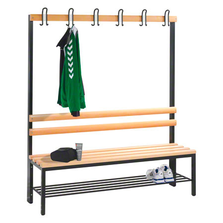 Cloakroom bench with shoe rack, 6 hooks, HxWxD 165x150x40 cm