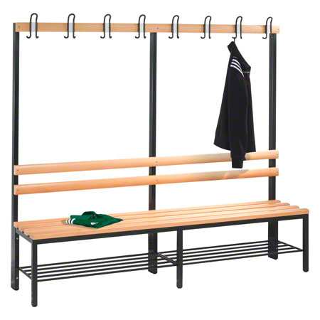 Cloakroom bench with shoe rack, 8 hooks, HxWxD 165x200x40 cm