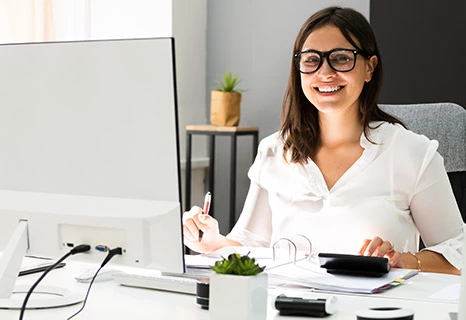 Smiling employee in the administration