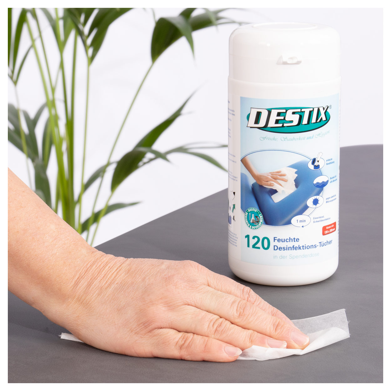 DESTIX disinfecting wipes in dispenser box, 13x20 cm, 120 pieces incl