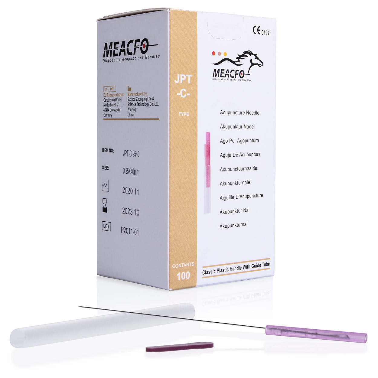 Acupuncture needles with plastic handle, 0.25x40 mm, 100 pieces buy online SportTec