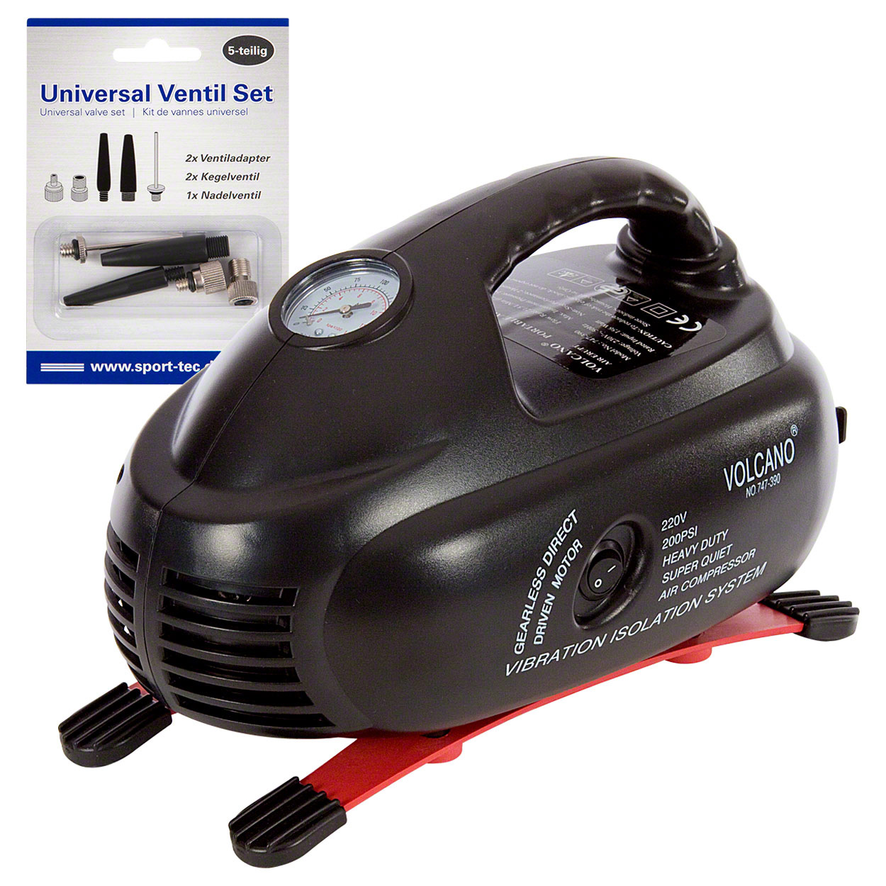 Ball Point Compressor Ball compressor Volcano, 230 V, 14 Bar, incl.Universal valve set, 5 pcs.