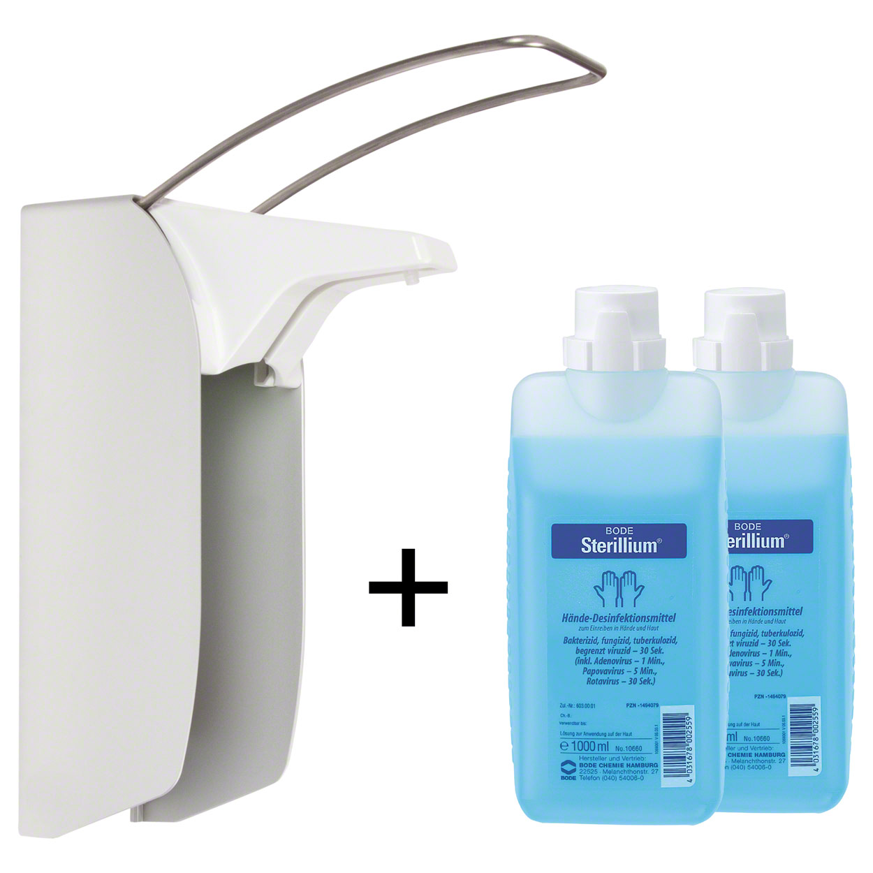 Disinfectant dispenser set Euro dispenser 1 with arm lever, incl. 2x ...