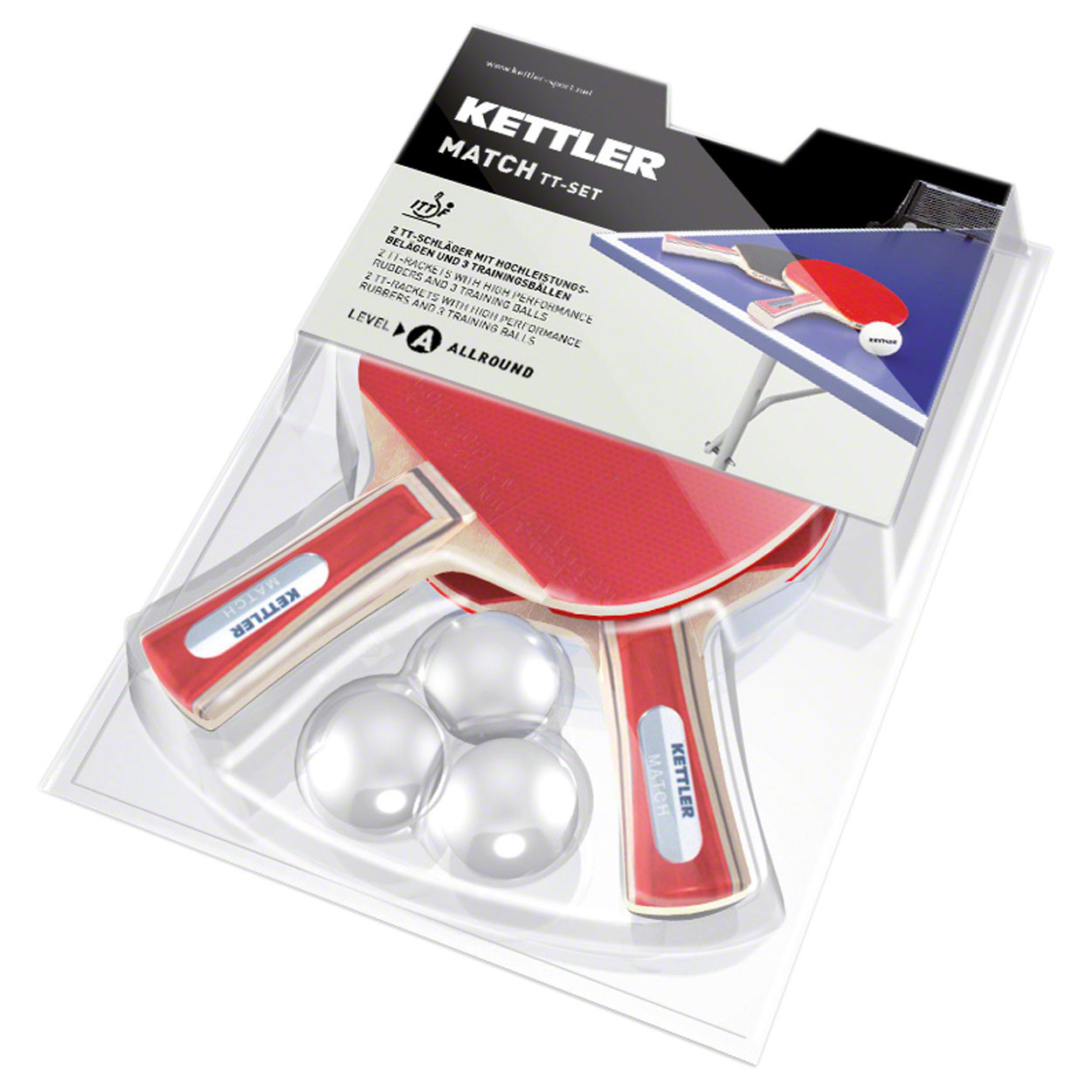KETTLER table tennis racketset Match 2 table tennis rackets + 3 table