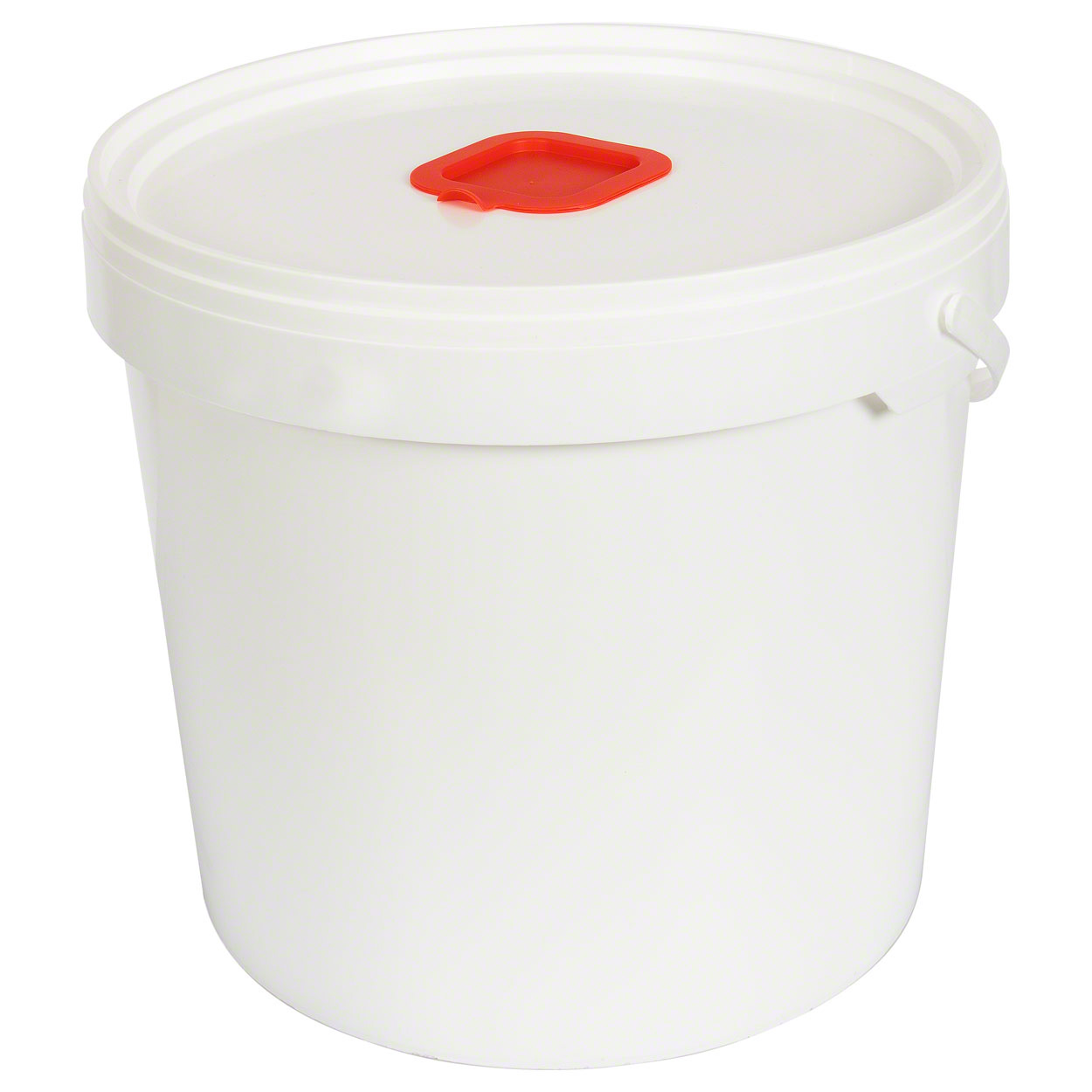 Plastic dispenser bucket for storage of SportTec disinfection wipes