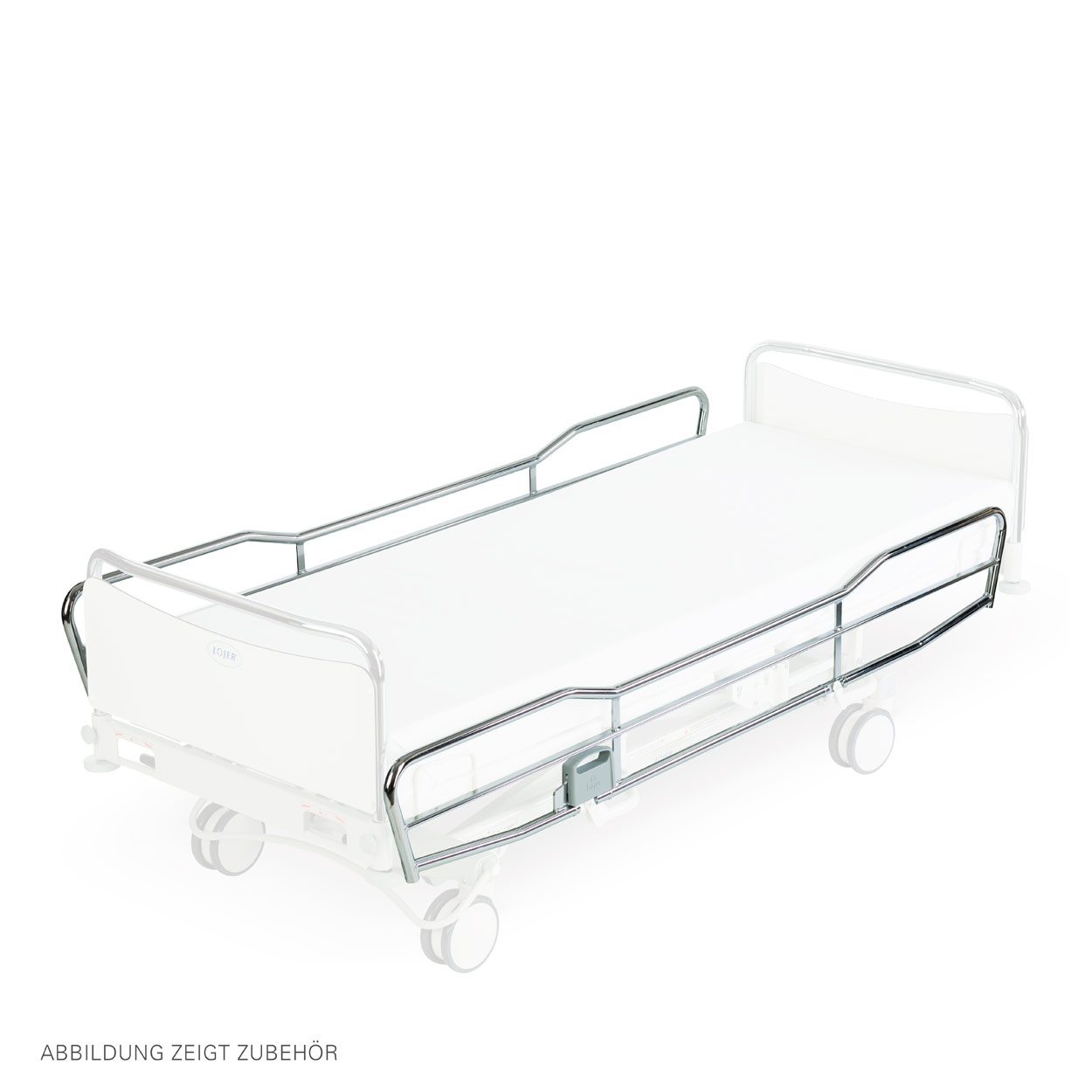 Side rails chrome, pair, full length, height 35 cm