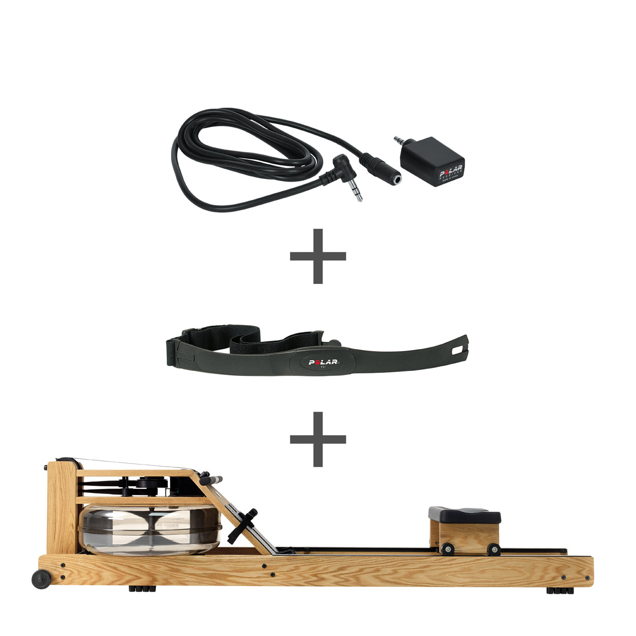 WaterRower rowing machine oak, incl. S4 Monitor, Heart rate receiver