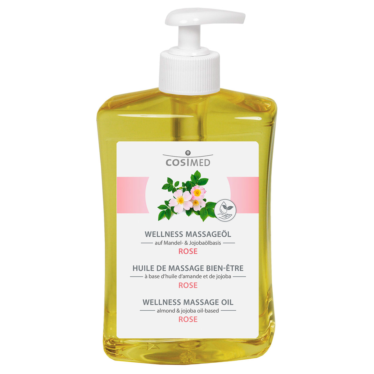 cosiMed wellness massage oil rose with pressure dispenser 500 ml