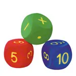 VOLLEY foam learning cubes 3-piece set, 16x16x16 cm, numbers and arithmetic symbols