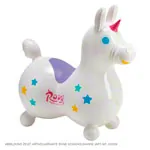 Image shows GYMNIC bouncing animal unicorn Rody Magical Unicorn with swing tub