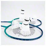 Image shows Badminton Set Standard, 2 rackets 66 cm + 6 shuttlecocks