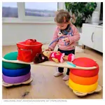 Image shows Rolling slide for stacking blocks, L x W x H 29 x 29 x 5.5 cm