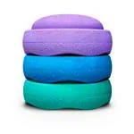 Image shows Stapelstein set original cool classic, 3 stacking stones, 1x purple, 1x green, 1x blue