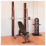 NOHrD WeightPlate Tower 2x dumbbells, 1x barbell 20x weight plates, oak
