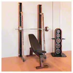 NOHrD WeightPlate Tower 2x dumbbells, 1x barbell 20x weight plates, walnut