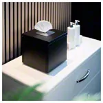 Image shows desinfection tissue dispenser cube Kubik, lxwxh 25,8x25,8x20,9cm