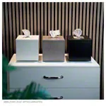 Image shows desinfection tissue dispenser cube Kubik, lxwxh 25,8x25,8x20,9cm