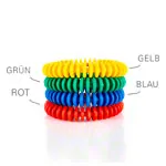Lamellar ring made of PVC,  16 cm, Set of 4: once blue, green, red, yellow