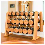 Image shows NOHRD DumbBells dumbbell set, 18 dumbbells 5 - 25 kg incl. tray, oak