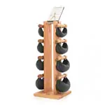Image shows NOHrD Swing Tower incl. 8 Swing dumbbells, 40 kg, oak