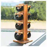 Image shows NOHrD Swing Tower incl. 8 Swing dumbbells, 40 kg, oak