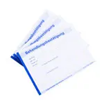 Image shows Treatment confirmation, 5 blocks of 50 sheets (250 pages), DIN A6 landscape