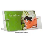 Image shows Voucher stand made of acrylic glass