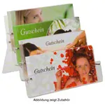 Voucher stand 4-fold made of acrylic glass