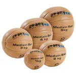 Leather medicine ball set 6 pcs, 1-5 kg incl. stand