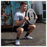 Image shows pumpset! -weight plates made of vinyl,  2.7 cm, 10 kg piece