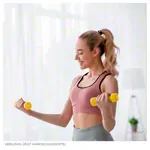 Image shows Wall mount made of wood dumbbells