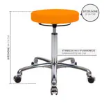 Image shows Rotatory stool exclusive with comfort padding and wheels
