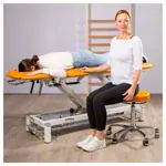 Image shows Rotatory stool exclusive with comfort padding and wheels