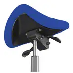 Image shows Saddle stool with cushion, exclusive with wheels