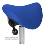 Image shows Saddle stool with cushion, exclusive with wheels