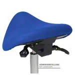 Image shows Saddle stool with cushion, exclusive with wheels
