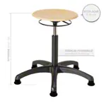 Standard swivel stool with wooden seat and glides