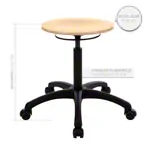 Standard swivel stool with wooden seat and rolls