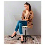 Standard swivel stool with wooden seat and rolls
