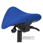 Image shows Saddle stool with cushion, standard with wheels