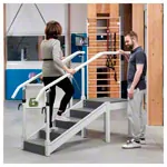 Exercise staircase with adjustable handrail, single design