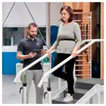 Exercise staircase with adjustable handrail, single design