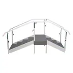 Exercise staircase with adjustable handrails, corner section