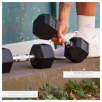 Hex rubber compact dumbbell, 8 kg, piece