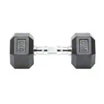 Hex rubber compact dumbbell, 9 kg, piece
