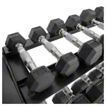 Dumbbell stand set with 12 pairs Hex dumbbells, 1-15 kg, LxWxH 119x50x76 cm