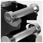 Dumbbell tower set with 10 pairs of chrome dumbbells, 1-10kg, LxWxH 51x51x123 cm