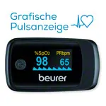 BEURER measuring device set, 2-piece, upper arm blood pressure monitor BM 58 + finger pulse oximeter PO 45